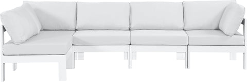 Nizuc - Outdoor Patio Modular Sectional - White - Fabric - Premium Stationary Sectionals from Meridian Furniture - Just $4512.50! Shop now at brett interiors