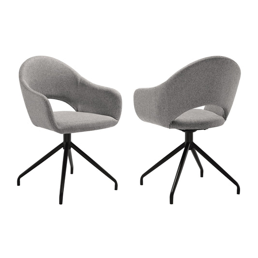 Pria - Swivel Upholstered Dining Chair (Set of 2) - Gray / Black - Premium Chair Sets from Armen Living - Just $585! Shop now at brett interiors