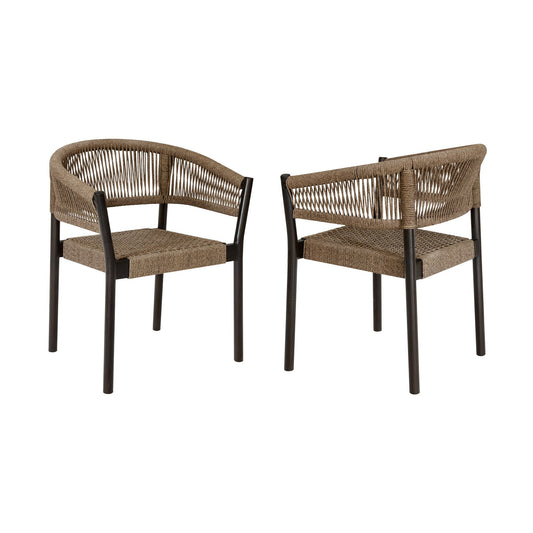 Doris - Outdoor Patio Dining Chair (Set of 2) - Dark Eucalyptus / Truffle - Premium Chair Sets from Armen Living - Just $900! Shop now at brett interiors