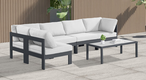 Nizuc - Outdoor Patio Modular Sectional 5 Piece - White - Modern & Contemporary - Premium Stationary Sectionals from Meridian Furniture - Just $4512.50! Shop now at brett interiors