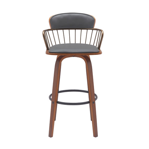 Willow - Swivel Walnut Wood Faux Leather Stool - Premium Counter Height (24"-27") from Armen Living - Just $255! Shop now at brett interiors