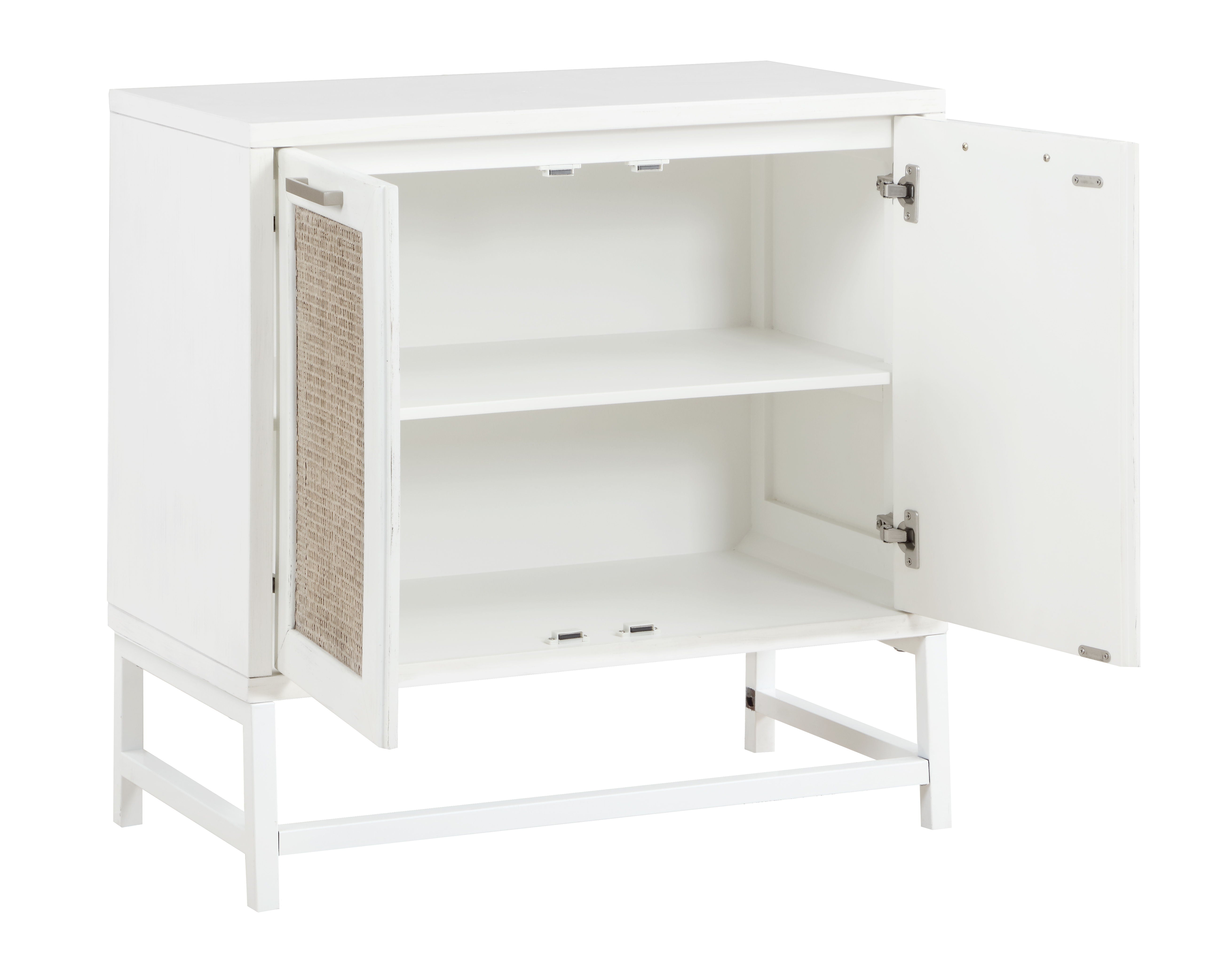 Hawthorne - Two Door Cabinet - White / Rattan - Premium Accent Cabinets from Coast2Coast Home - Just $2062.50! Shop now at brett interiors