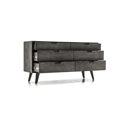 Mohave - Mid-Century Acacia 6 Drawer Dresser - Tundra Gray - Premium Dressers from Armen Living - Just $1587.50! Shop now at brett interiors