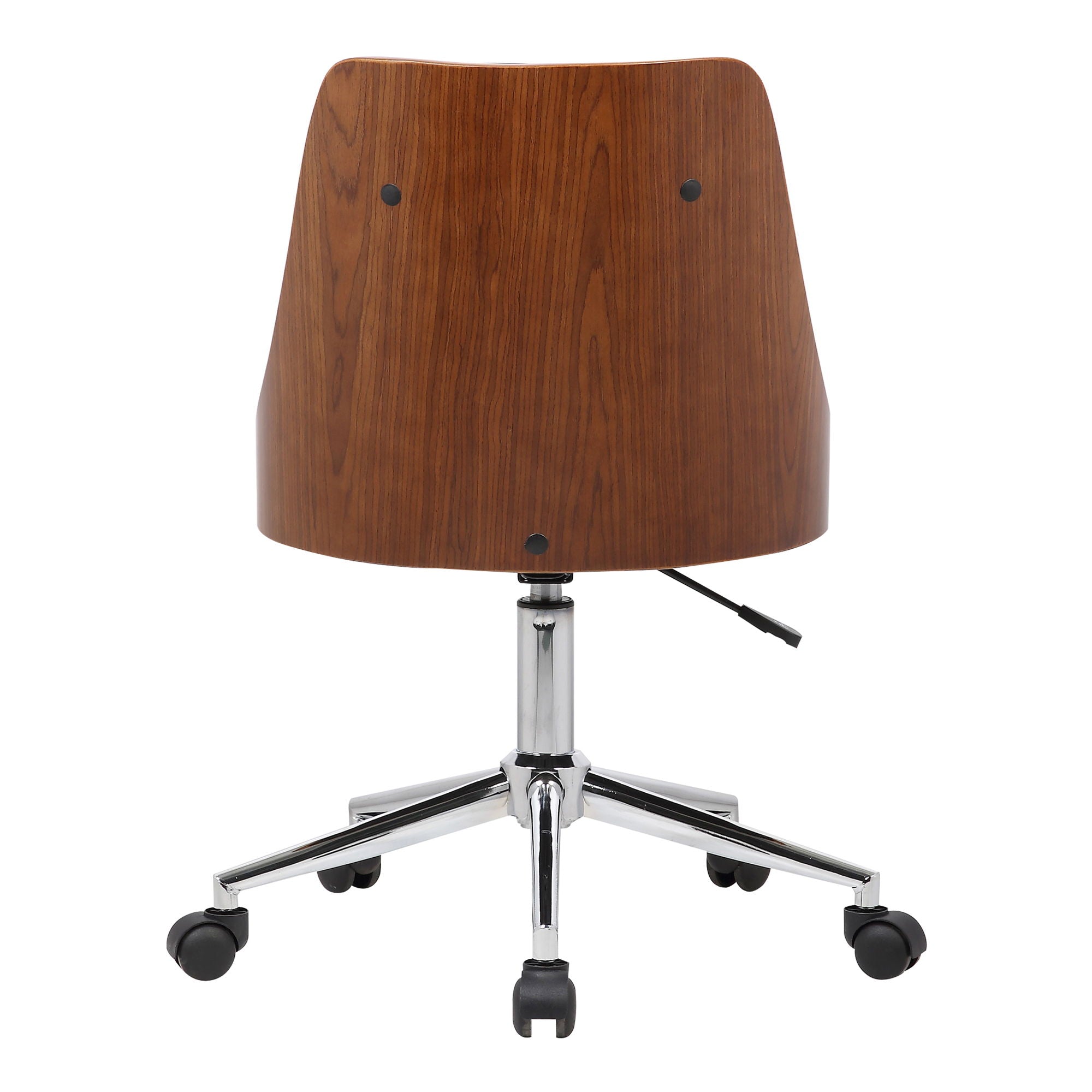 Diamond - Mid-Century Office Chair Veneer Back - Chrome / Black - Premium Desk Chairs from Armen Living - Just $277.50! Shop now at brett interiors