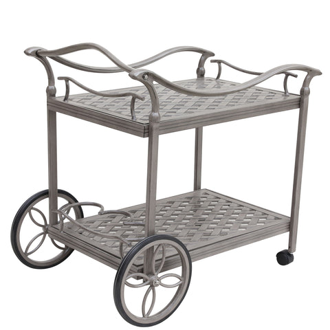 Cast Aluminum Outdoor Patio Serving Tea Cart With Wheels - Gray - Premium Tray Tables from Gather Craft - Just $465! Shop now at brett interiors