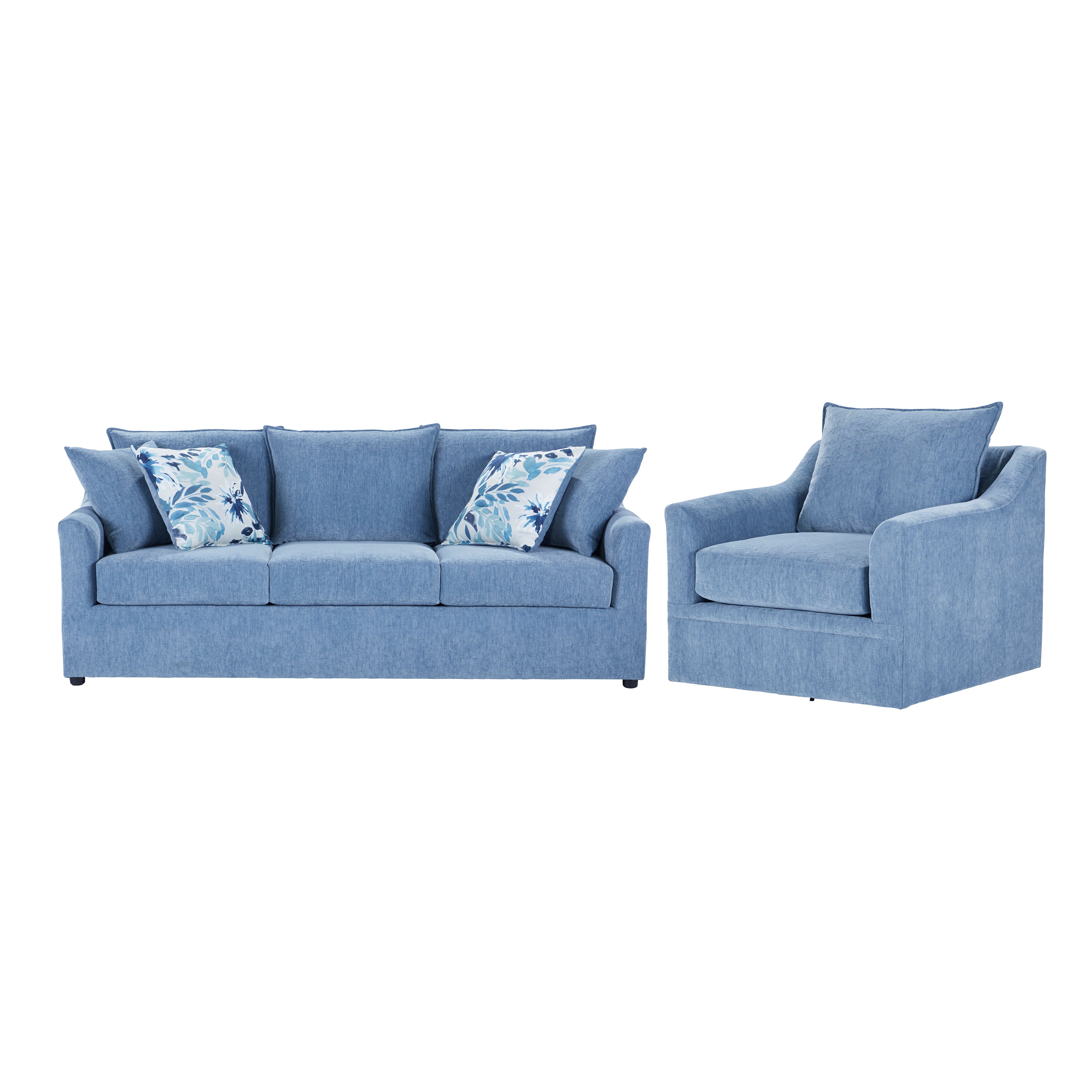 Sylvie - 2 Piece Living Room Set (Sofa & Chair) - Blue Slate - Premium 2 Piece Living Room Sets from New Classic - Just $1970! Shop now at brett interiors