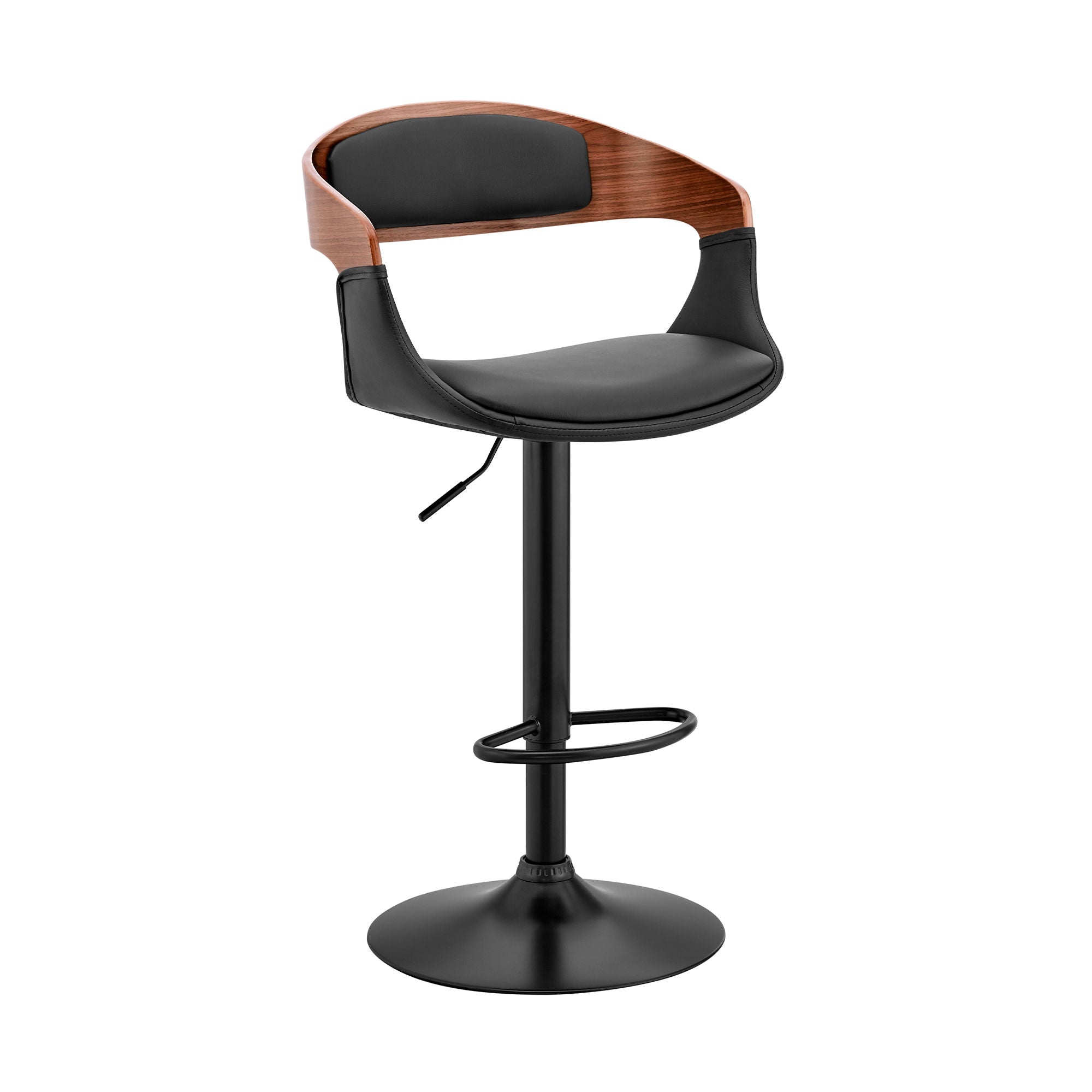 Benson - Adjustable Bar Stool - Walnut Wood - Premium Adjustable Height from Armen Living - Just $225! Shop now at brett interiors