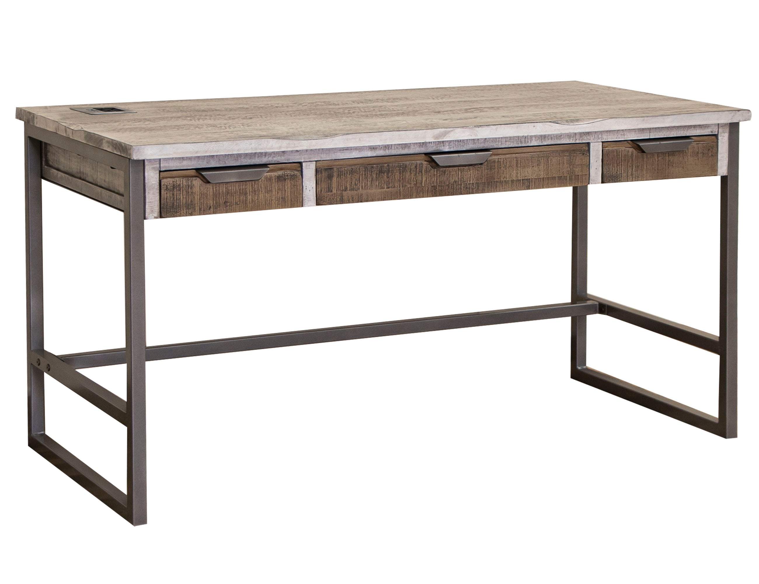 Mita - Desk - Honey Brown / Light Gray - Premium Writing Desks from International Furniture Direct - Just $1122.50! Shop now at brett interiors