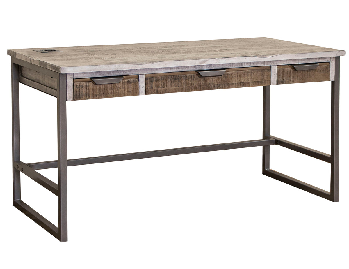 Mita - Desk - Honey Brown / Light Gray - Premium Writing Desks from International Furniture Direct - Just $1122.50! Shop now at brett interiors