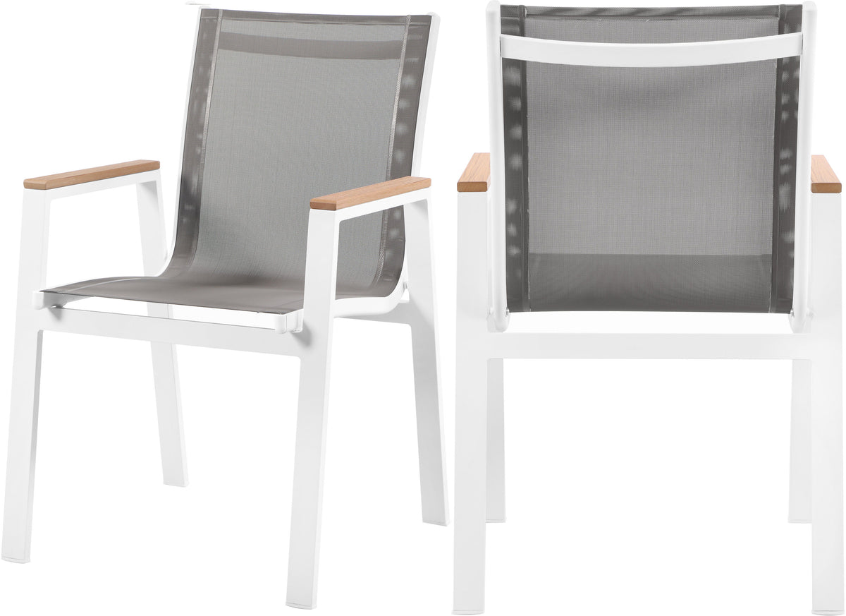 Nizuc - Outdoor Patio Dining Arm Chair (Set of 2) - Grey - Premium Chair Sets from Meridian Furniture - Just $800! Shop now at brett interiors