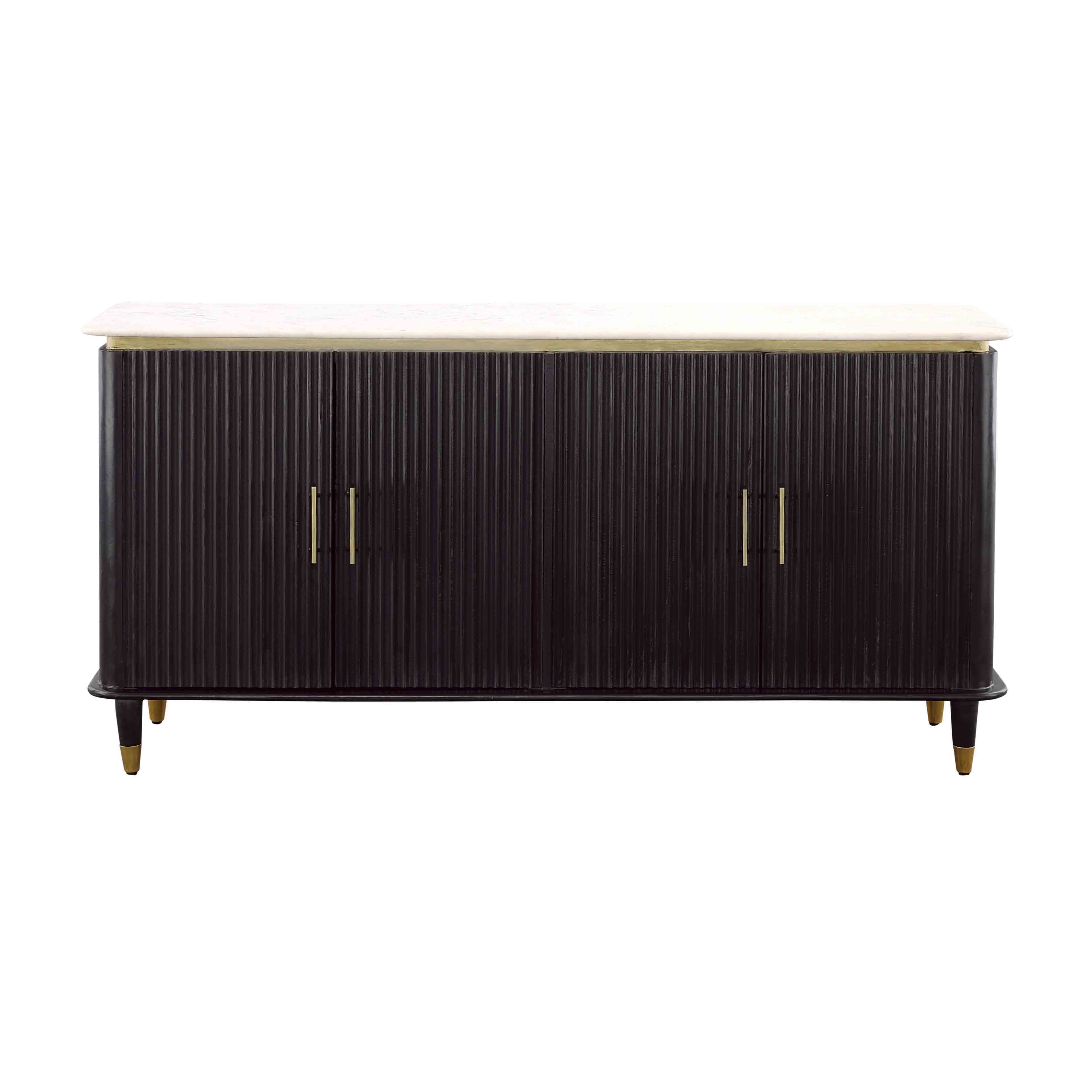 Carlyle - Four Door Credenza - Black / Gold - Premium Credenzas from Coast2Coast Home - Just $4125! Shop now at brett interiors