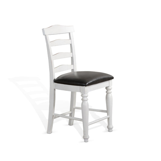 Carriage House - Ladderback Barstool With Cushion Seat - White / Black - Premium Side Chairs from Sunny Designs - Just $206! Shop now at brett interiors