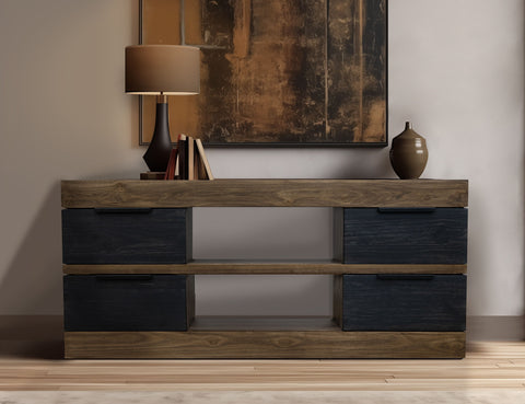 Tuxedo - TV Stand - Satin Black / Brown - Premium TV Stands from International Furniture Direct - Just $1397.50! Shop now at brett interiors