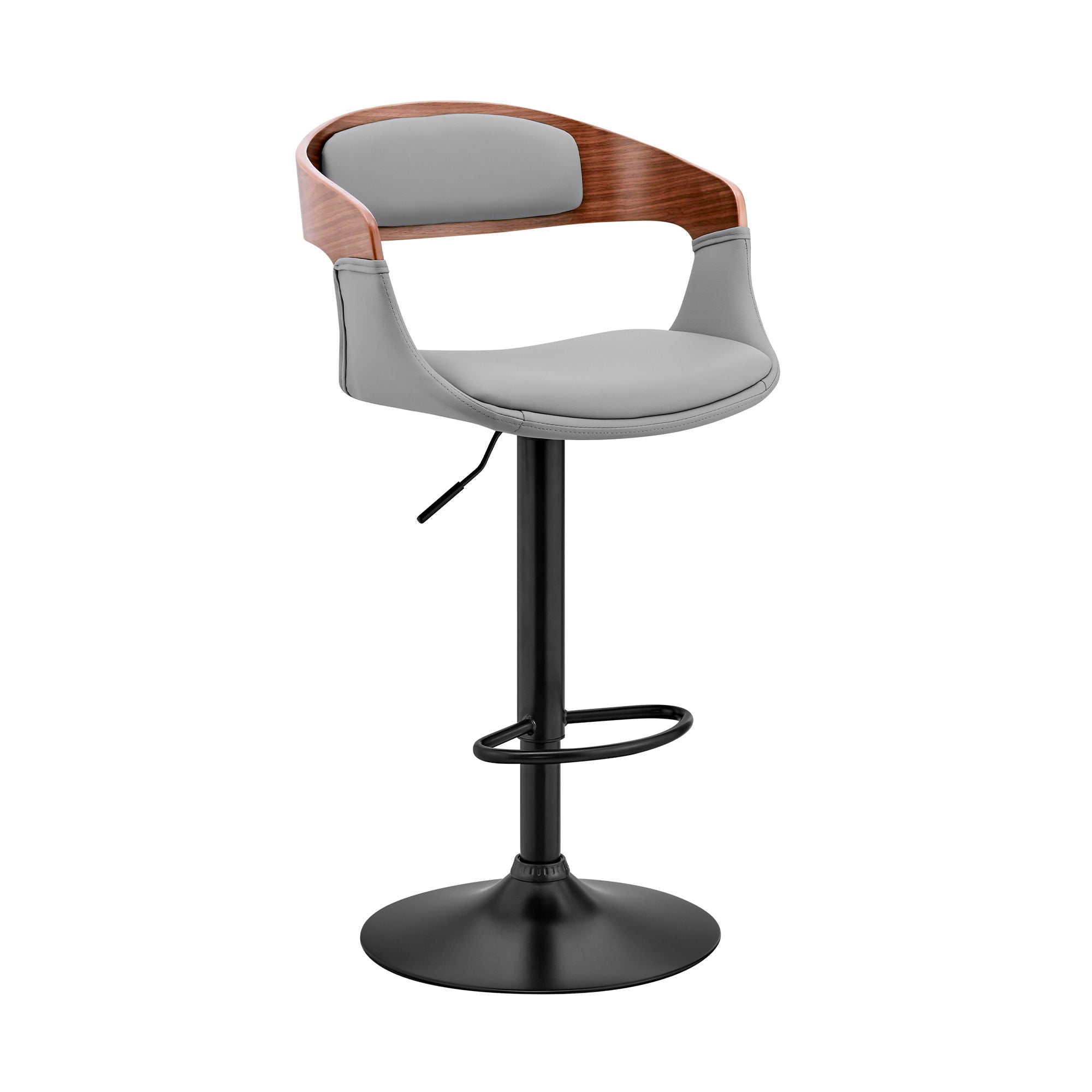 Benson - Adjustable Bar Stool - Walnut Wood - Premium Adjustable Height from Armen Living - Just $225! Shop now at brett interiors