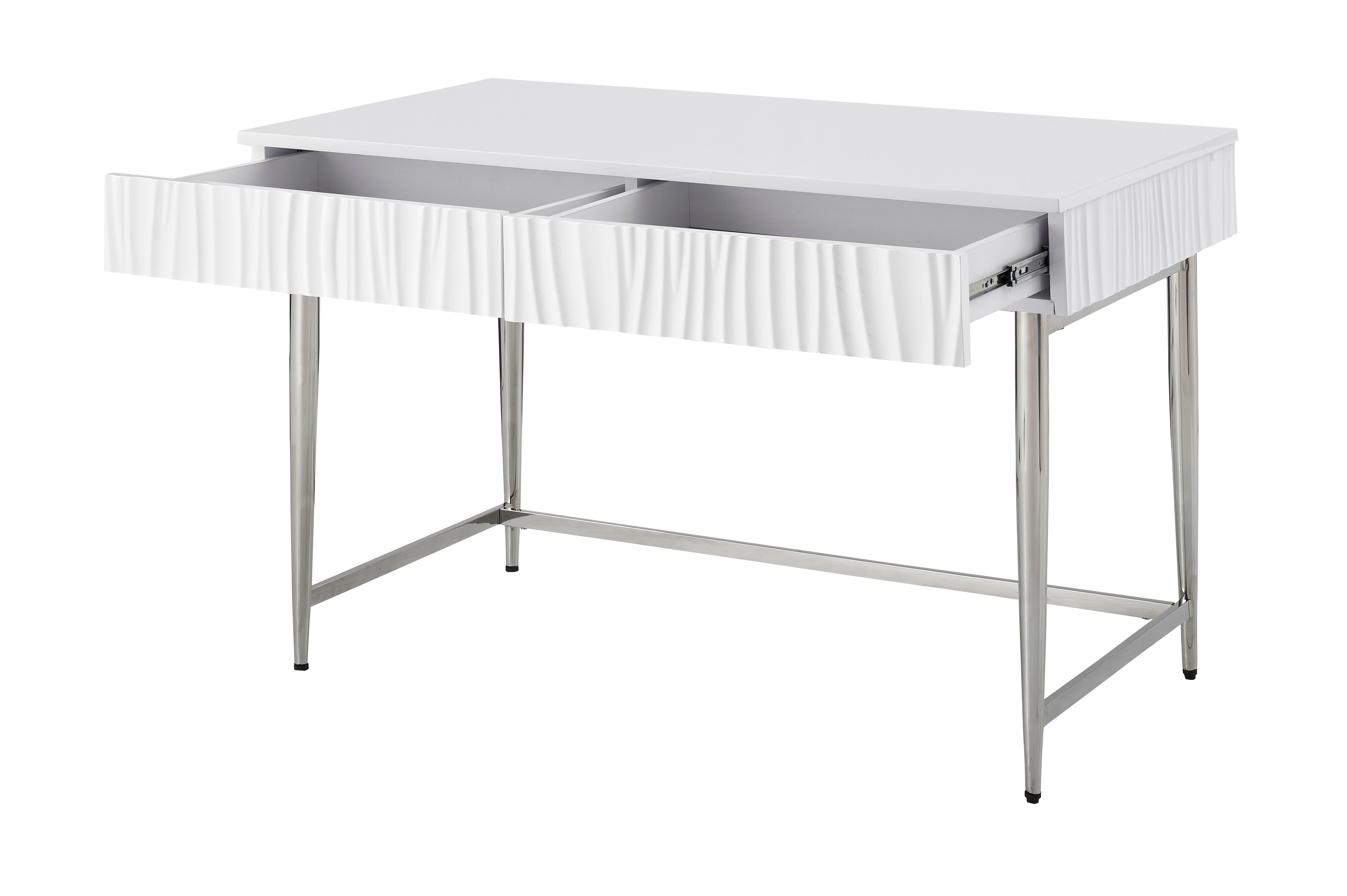 Waves - Two Drawer Writing Desk - Glossy White - Premium Writing Desks from Coast2Coast Home - Just $3712.50! Shop now at brett interiors