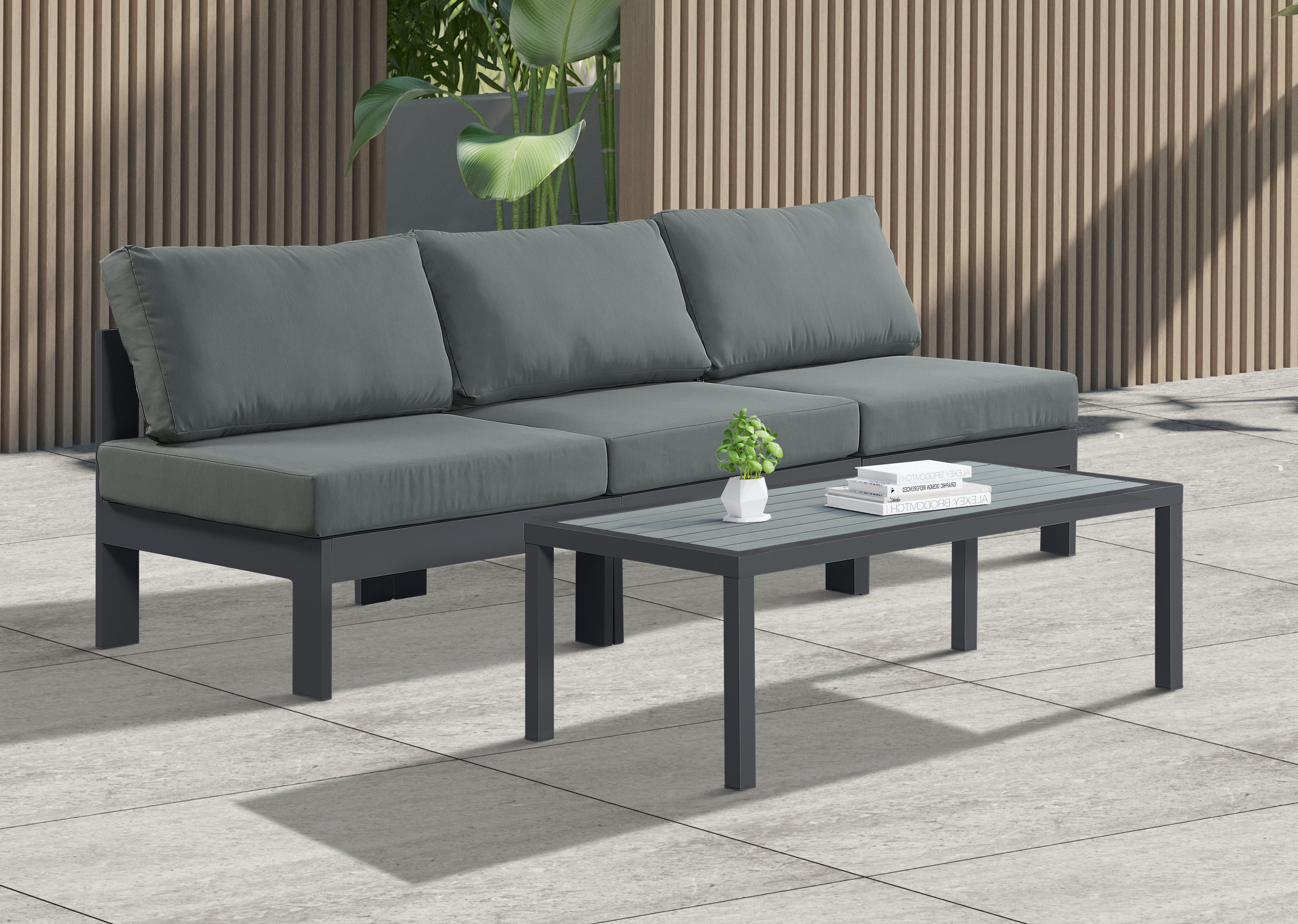 Nizuc - Outdoor Patio Modular Sofa - Grey - Premium Sofas from Meridian Furniture - Just $2587.50! Shop now at brett interiors