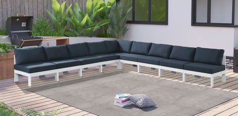 Nizuc - Outdoor Patio Modular Sectional 9 Piece - Navy - Fabric - Premium Stationary Sectionals from Meridian Furniture - Just $7862.50! Shop now at brett interiors